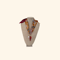 Coral and Mother of Pearl Scarf Necklace