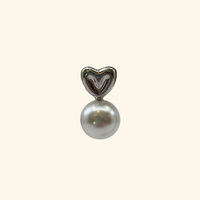 Silver Heart Pearl Earrings