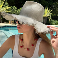 Hot Coral Gold Necklace