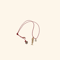 Fish & Diamond Square Rope Necklace