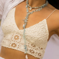 Stone Beads & Diamond Pendant Beach Beads Necklace