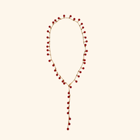 Red Bead Lariat Necklace