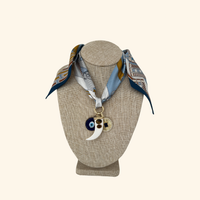 White Horn & Evil Eye Scarf Necklace