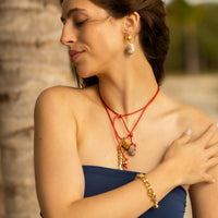 Fish & Tiger’s Eye Scallop Shell Rope Necklace