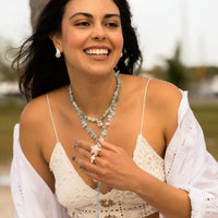 Stone Beads & Diamond Pendant Beach Beads Necklace