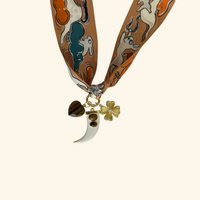 Lucky Amber Horn Scarf Necklace