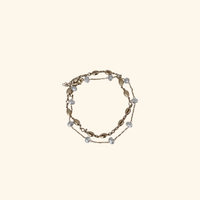 Pearl and Gold Puka Anklet Duo