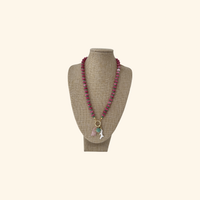 Pink and Green Beach Beads Charm Necklace