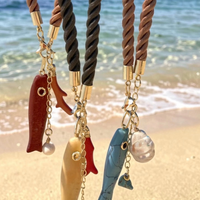 Silk rope, fish charm necklace