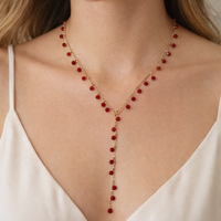 Red Bead Lariat Necklace