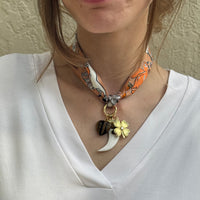 Lucky Amber Horn Scarf Necklace