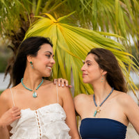 Navy and Aqua Beach Beads Necklace