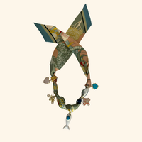 Stone Fish & Azure Scarf Necklace