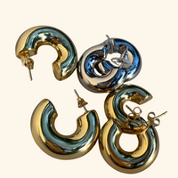 Donut Hoops Earrings - Gold & Silver