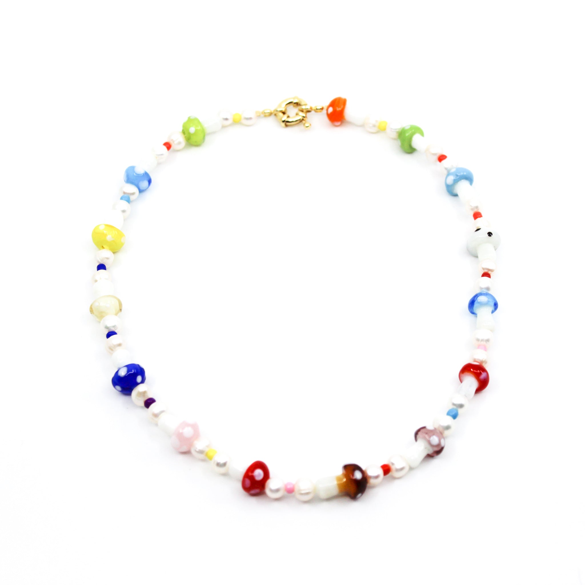 Colorful Seed Bead Pearl Glass Mushroom Necklace - VivaLife Jewelry