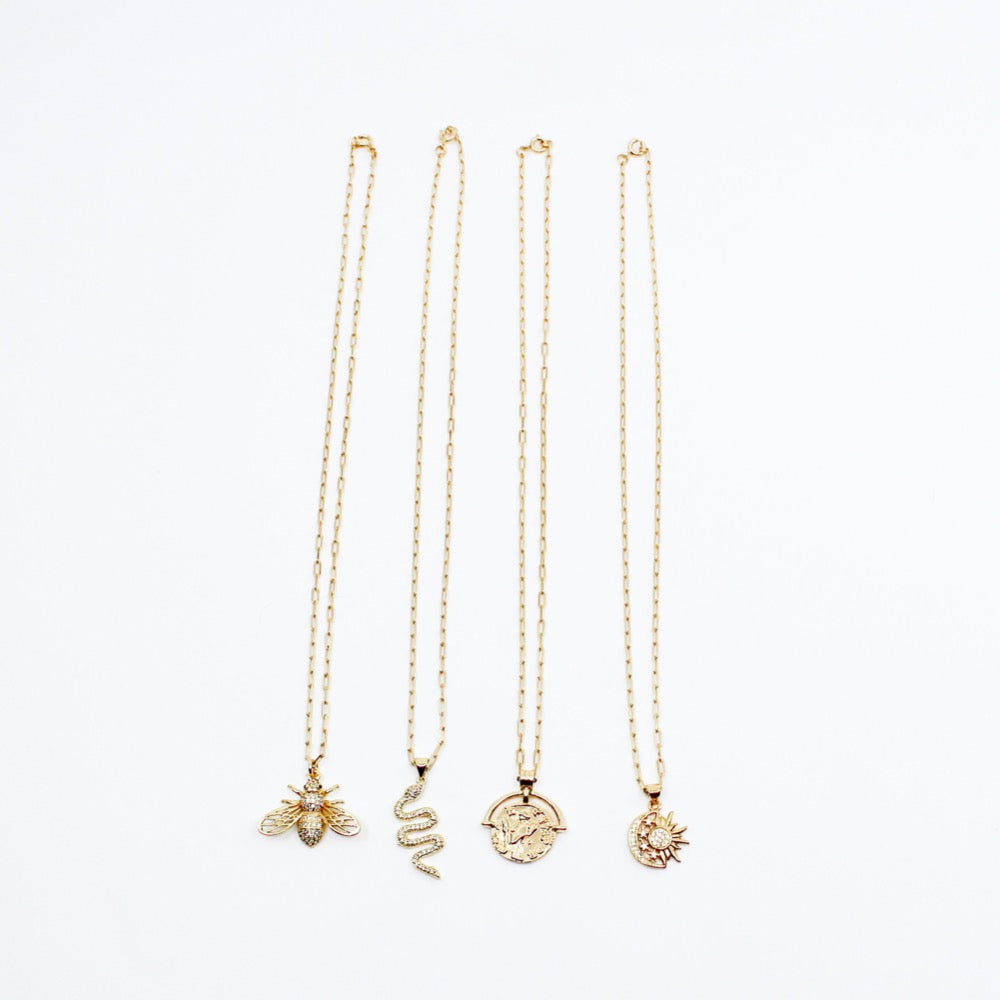 Shop Jewelry Necklaces - Gold Charm Necklace L MCHARMS Bee