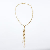 Shop Jewelry Lariat Necklaces - Paper Clip Chain Lariat l MCHARMS 19 inches in length with a 5 inch drop; Adjustable Brazilian gold plated paper clip link chain; paper clip lariat; gold link necklace; gold lariat; 18k gold; gold jewelry; fancy jewelry; gold; chic; handmade jewelry; miami jewelry; affordable jewelry; summer jewelry; fall jewelry; winter jewelry; fashionable jewelry