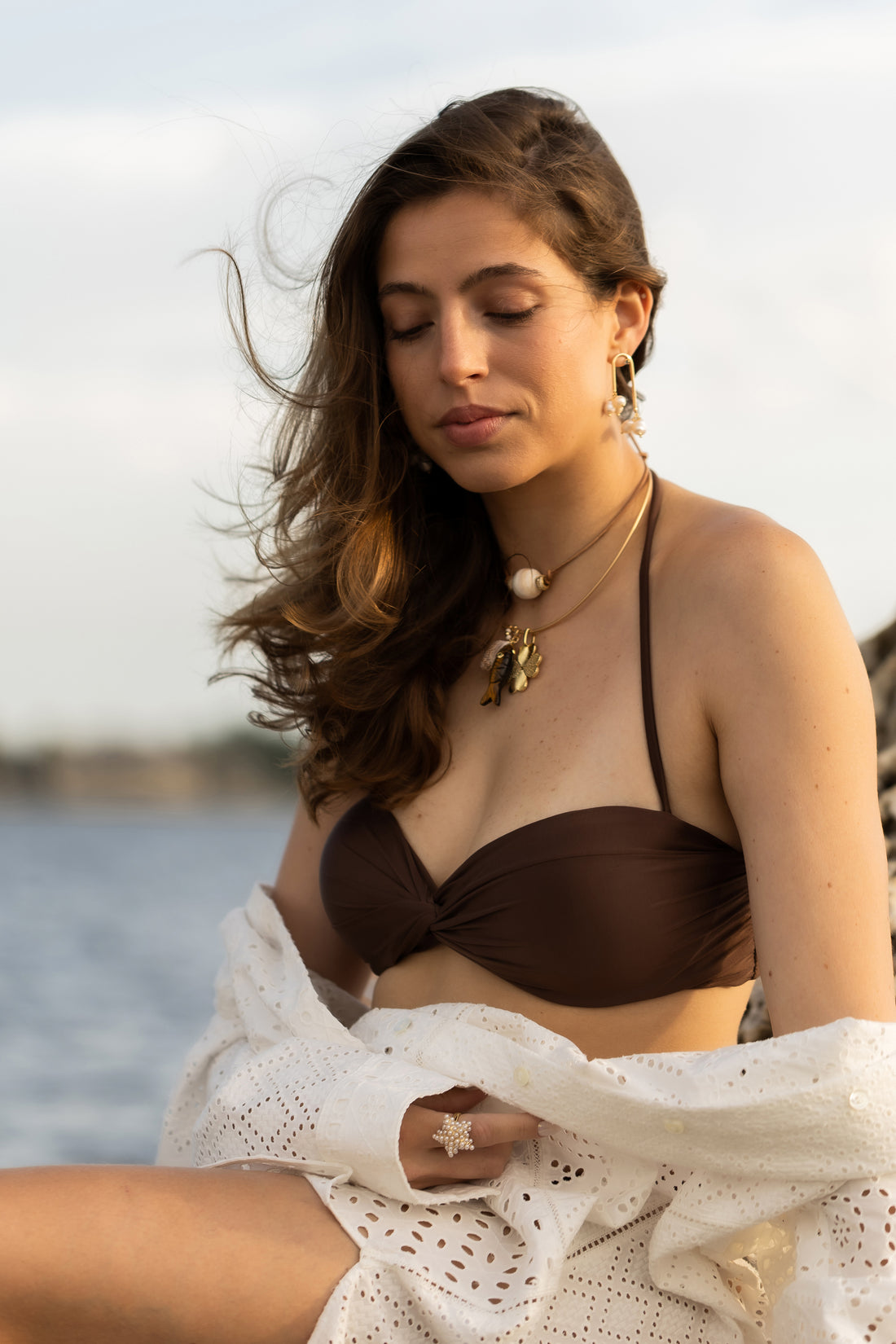 Conch Bead Suede Rope Necklace