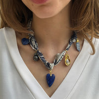 Amore Navy Blues Scarf Necklace