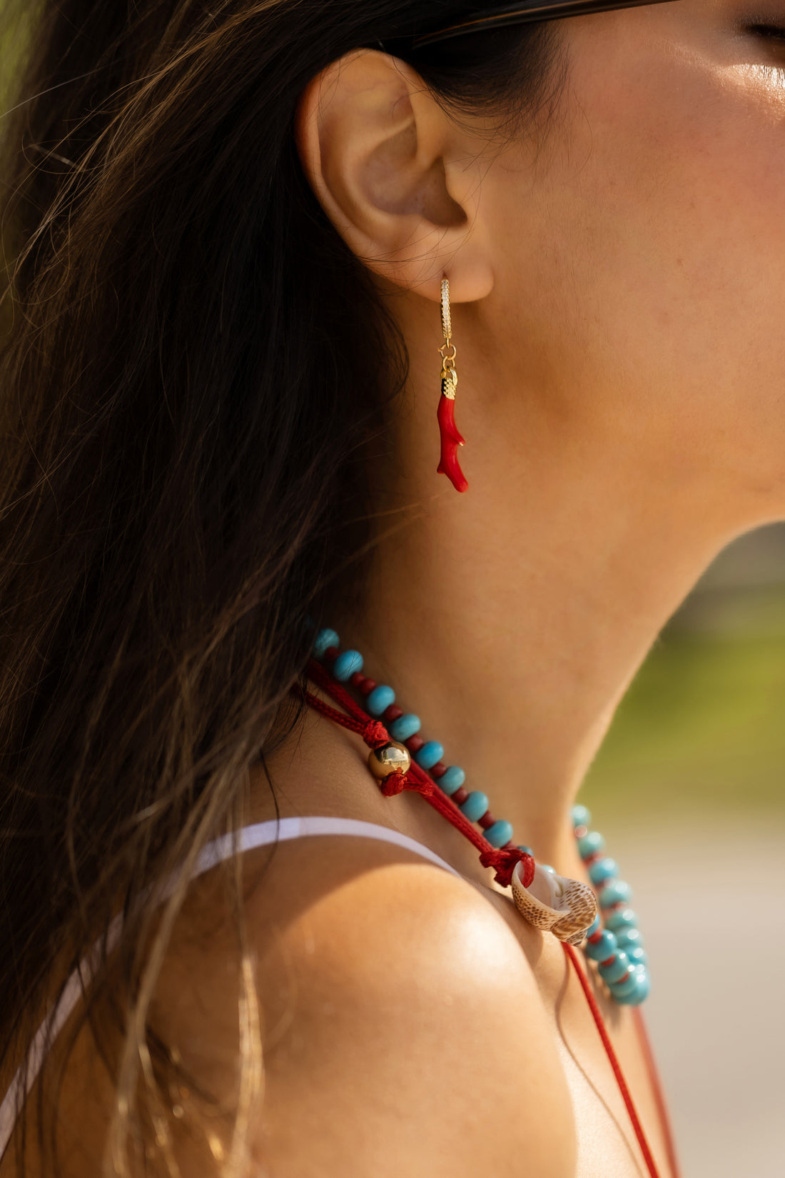 Bleu et Rouge Beach Beads Necklace