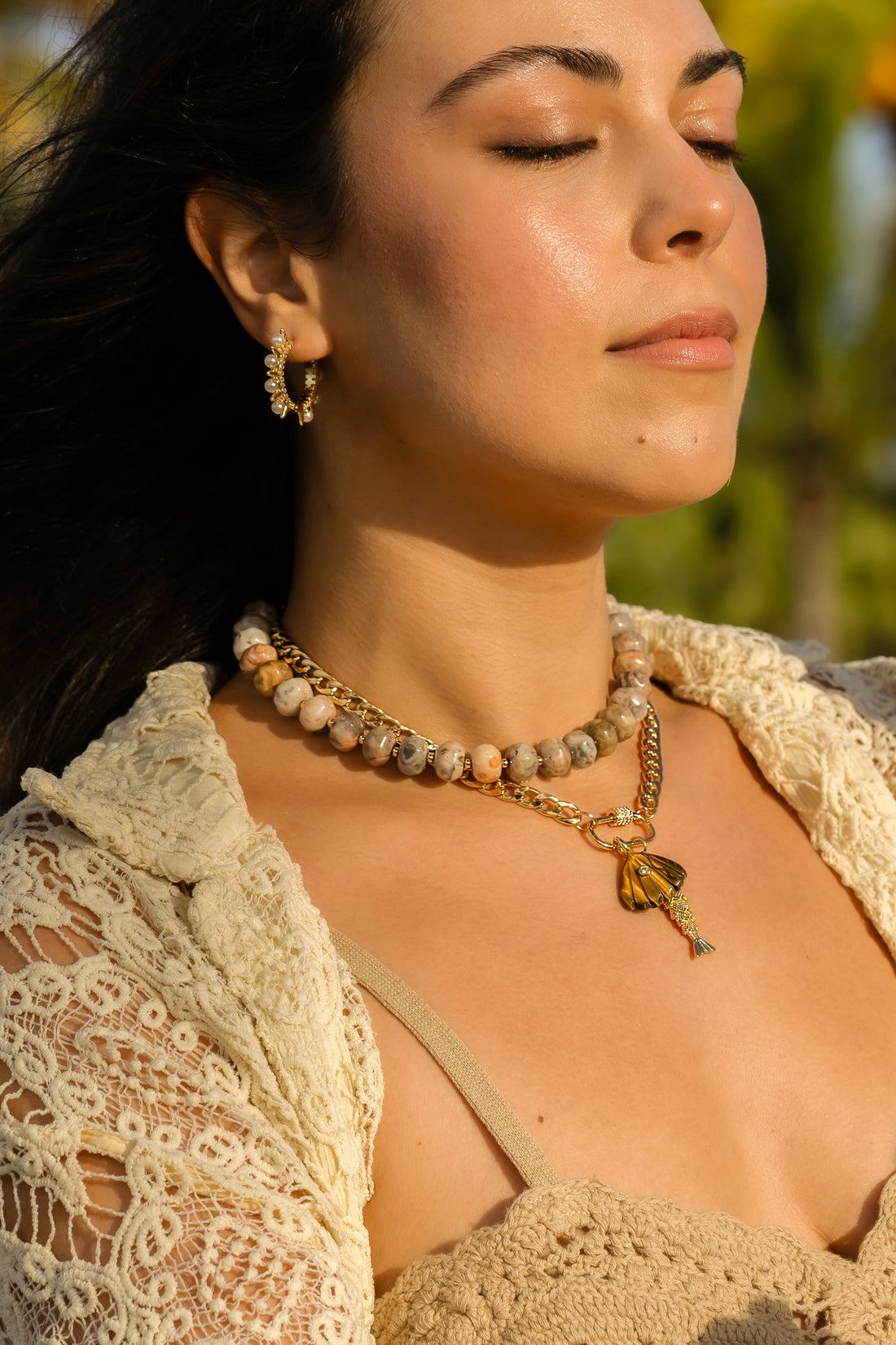 Gold Link Charm Chain Necklace