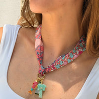 Escalope Rose & Fish Scarf Necklace