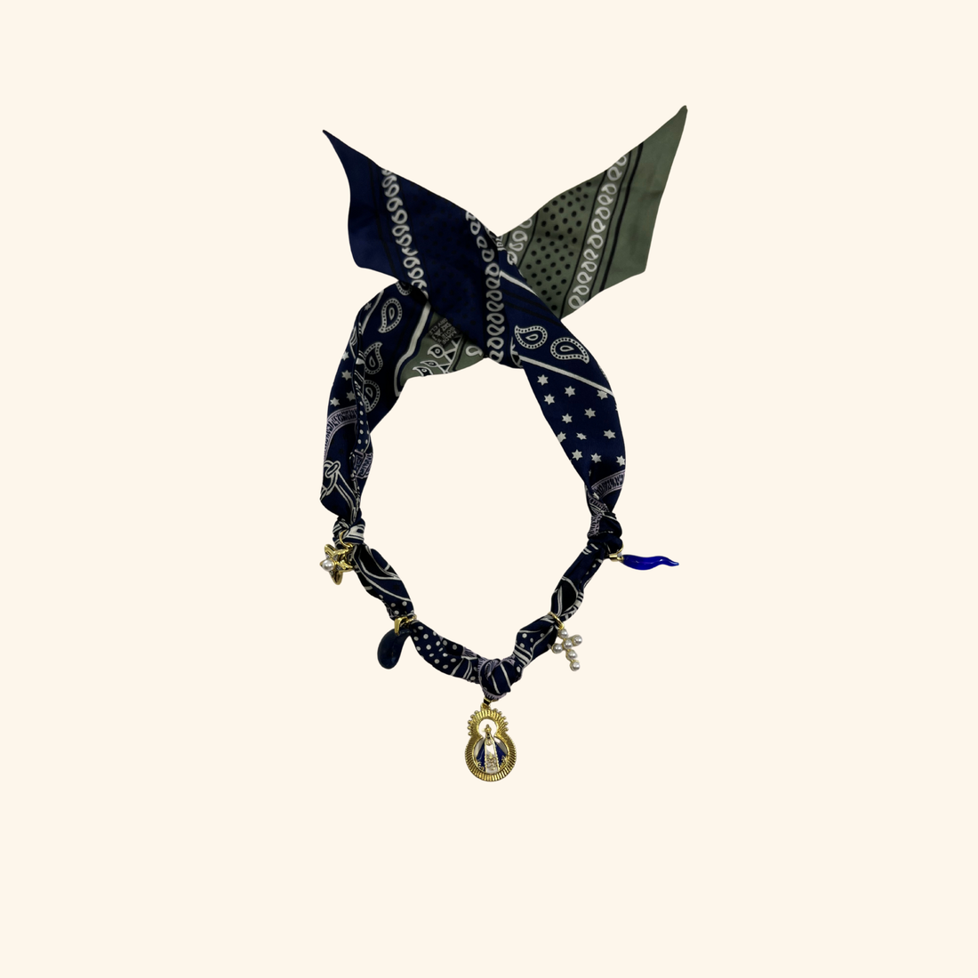 Amore Navy Blues Scarf Necklace