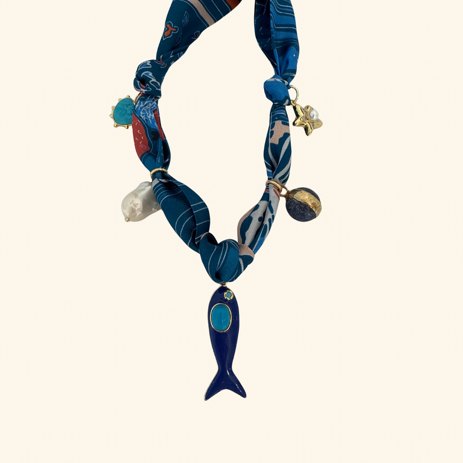La Vie en Bleu Scarf Necklace