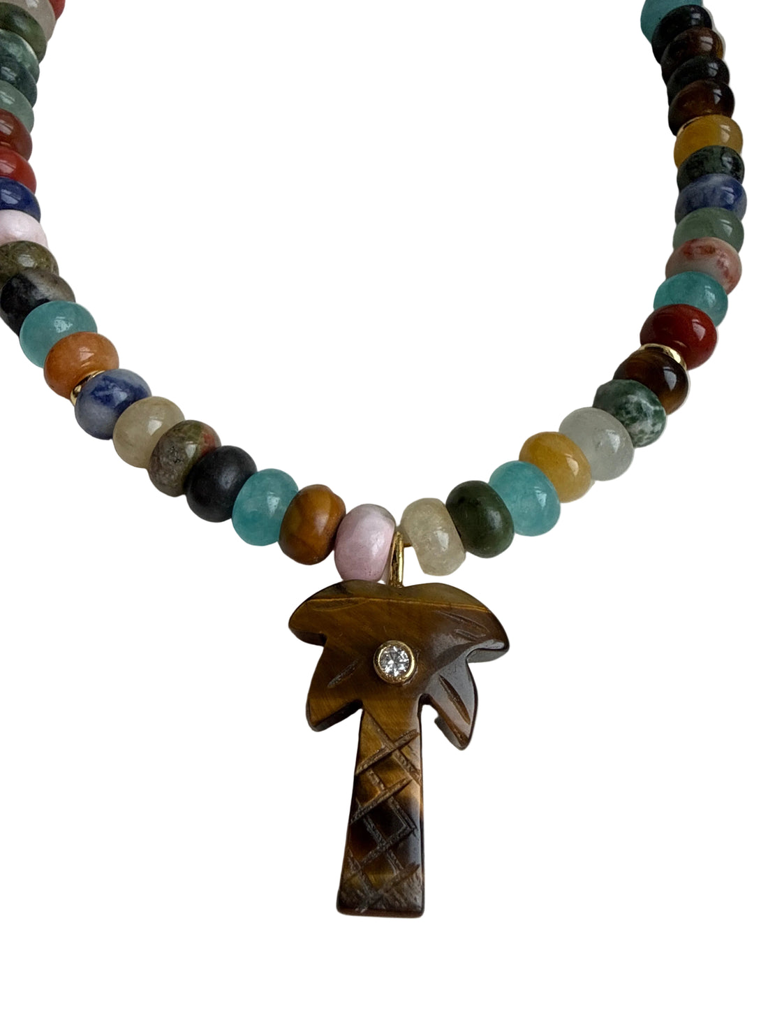 Beaded Tiger’s Eye Palm Tree Necklace