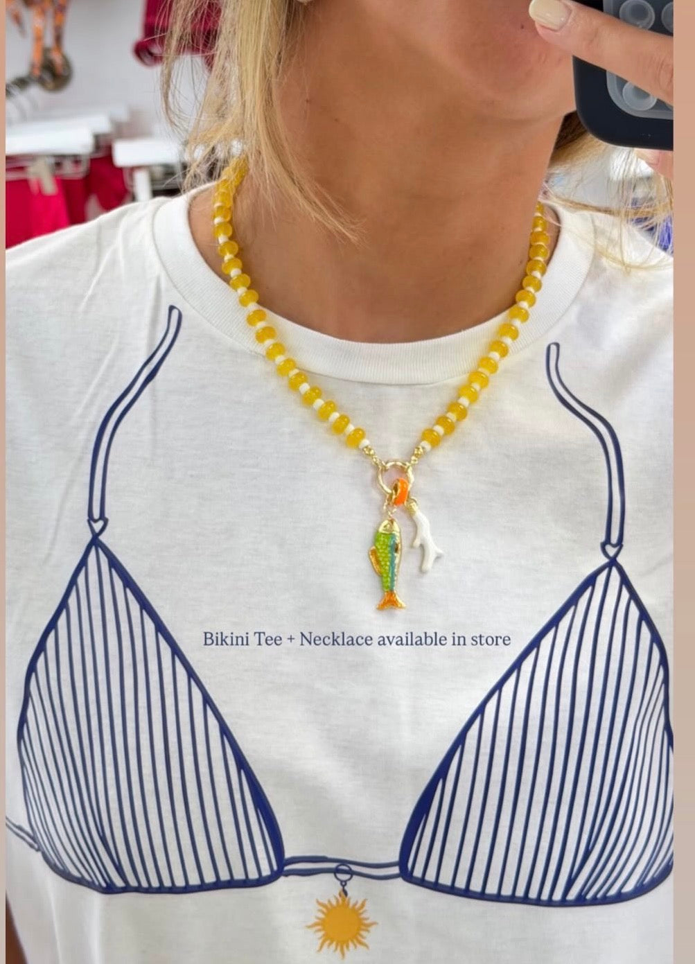 Sunshine Yellow beaded charm necklace