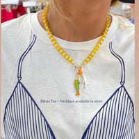 Sunshine Yellow Beaded Charm Necklace