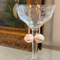 Ying Yang Conch Bead Diamond Drop Earrings