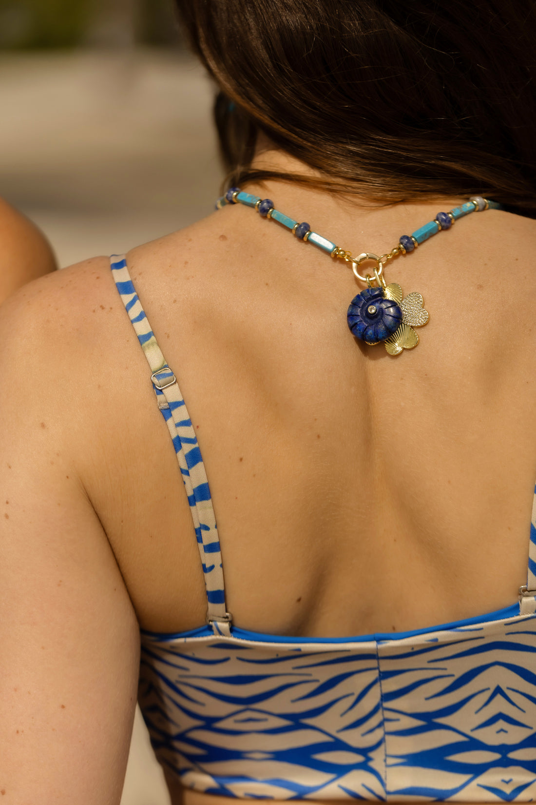 Costal Blue Beach Beads Necklace