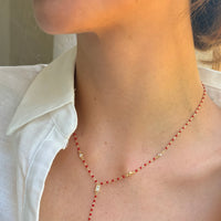 Red Diamond Lariat Necklace