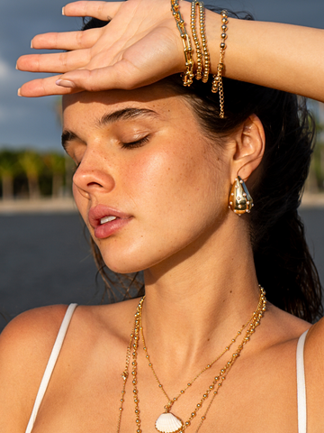 Golden Pearl Tear Drop Earrings