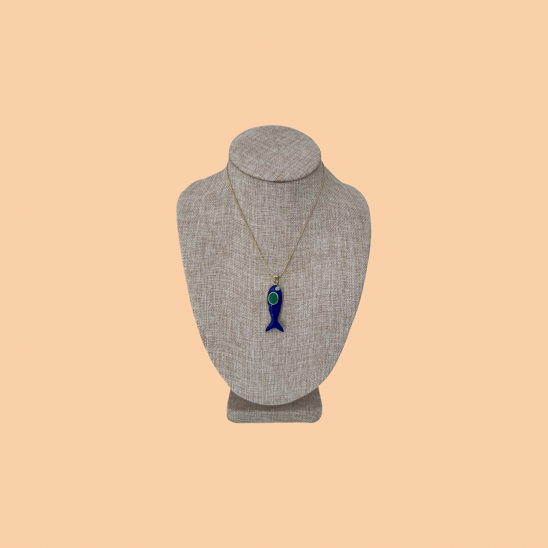 Navy Blue & Aqua Stone Fish Charm