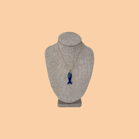 Navy Blue & Aqua Stone Fish Charm