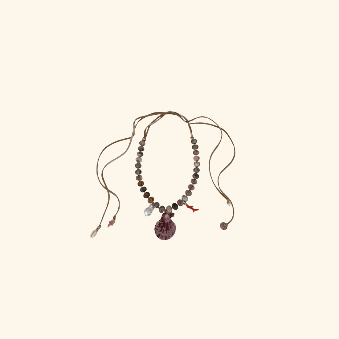 Drift Blush Shell Tie Necklace