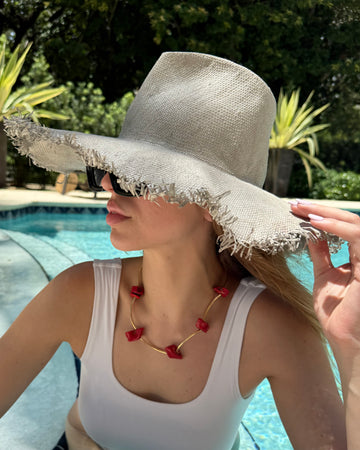 Hot Coral Gold Necklace