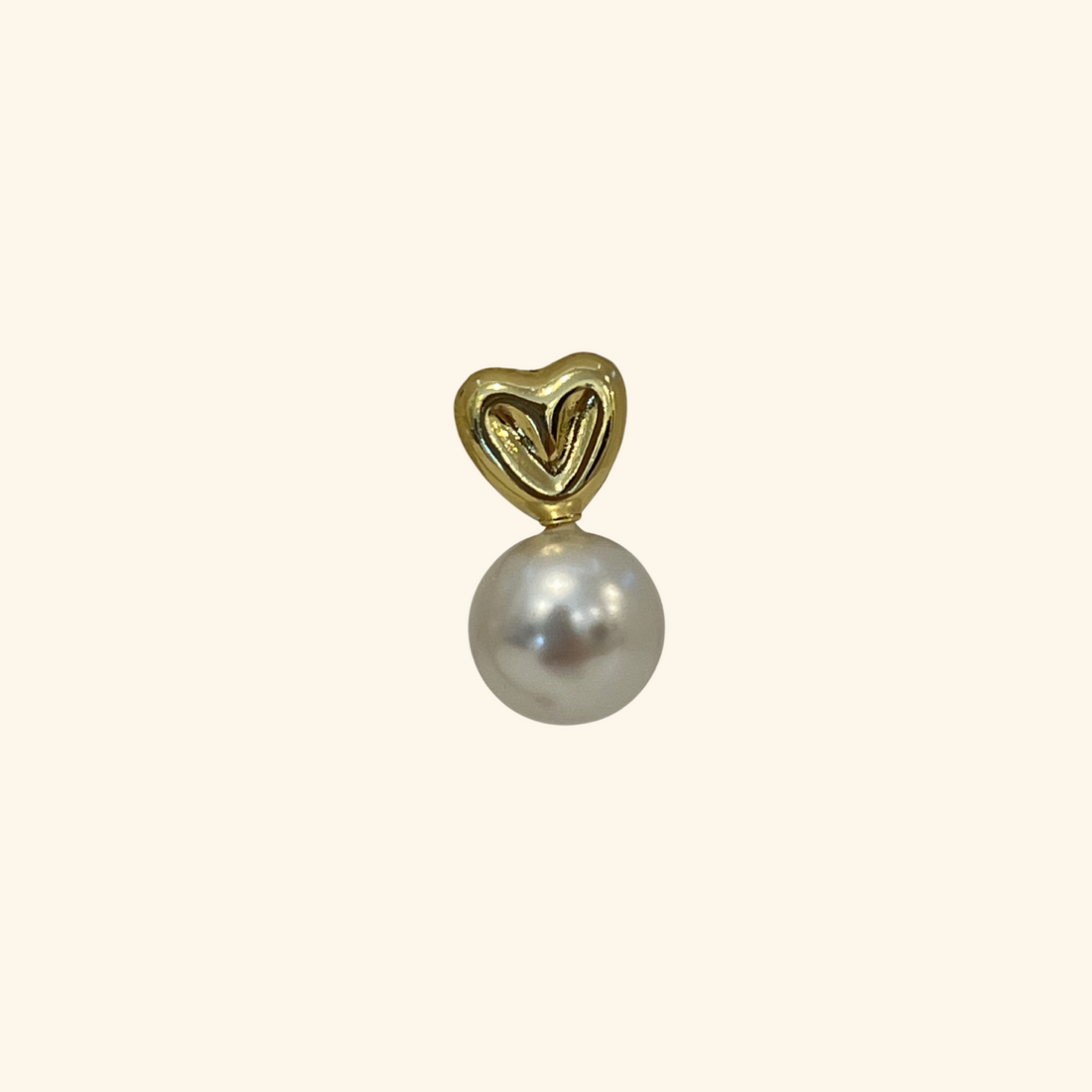 Gold Heart Pearl Earrings