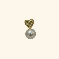 Gold Heart Pearl Earrings
