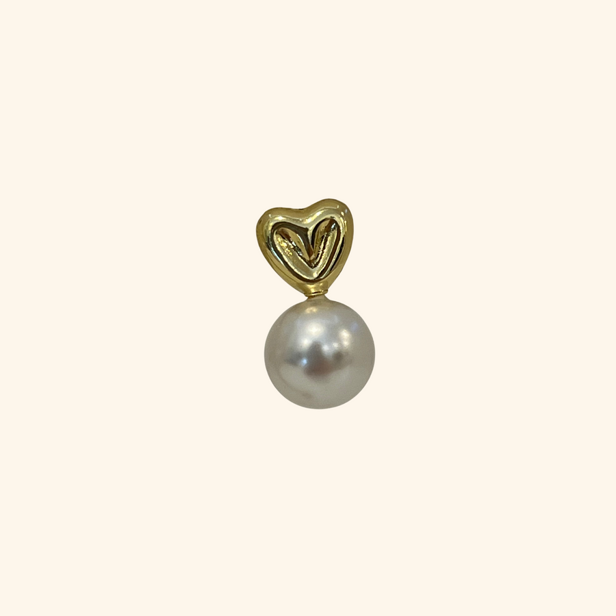 Gold Heart Pearl Earrings