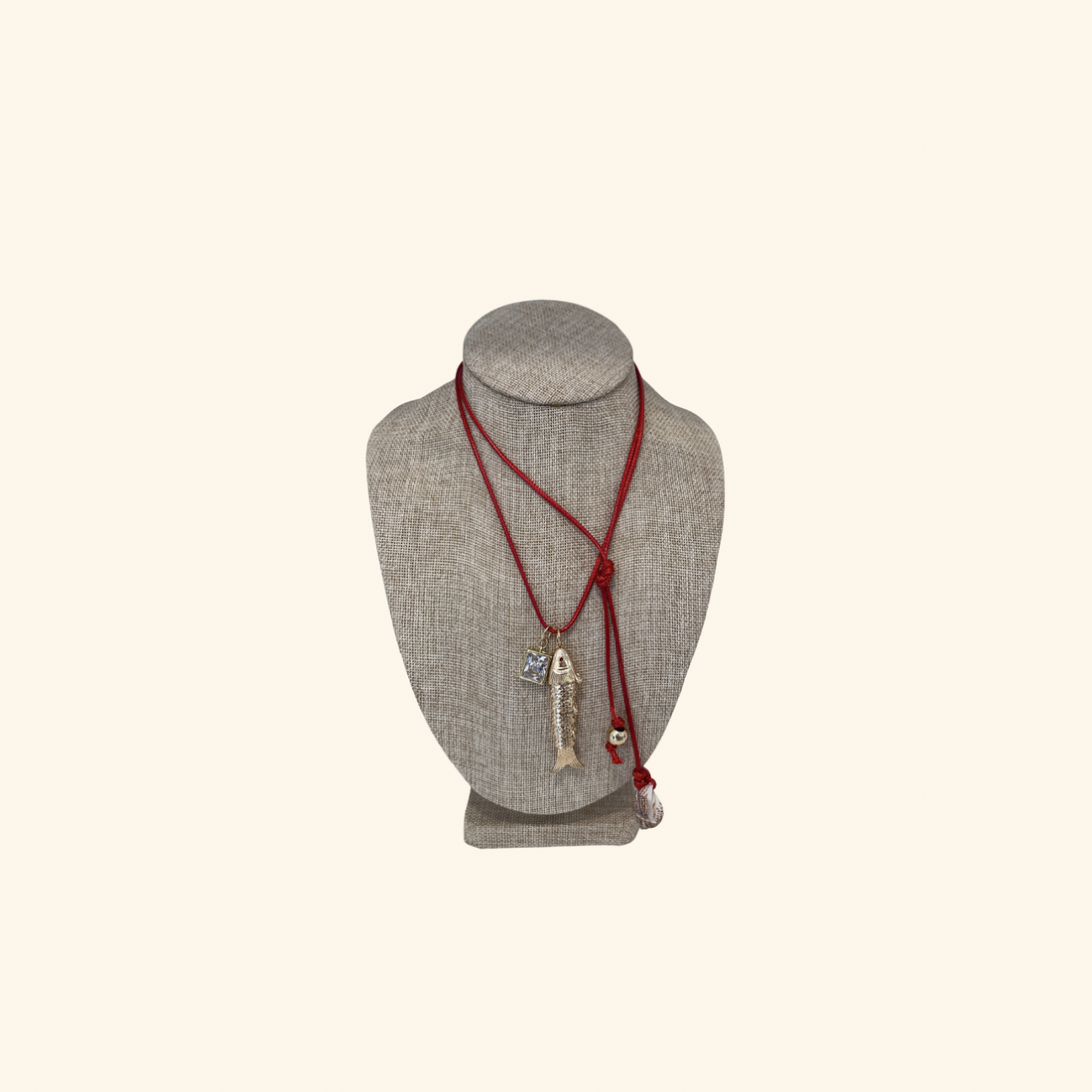 Fish & Diamond Square Rope Necklace