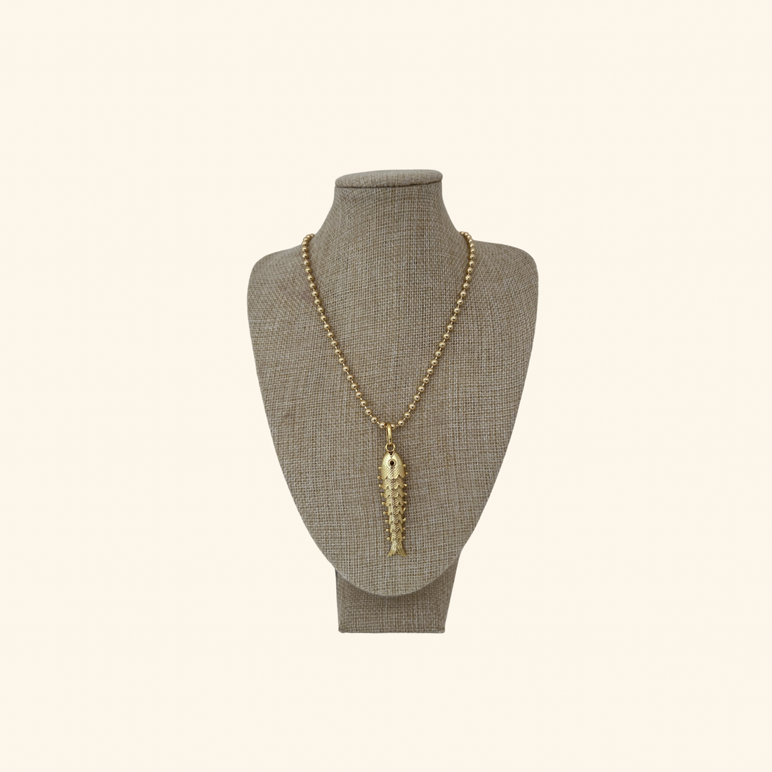 Fish Charm Gold Beaded Necklace