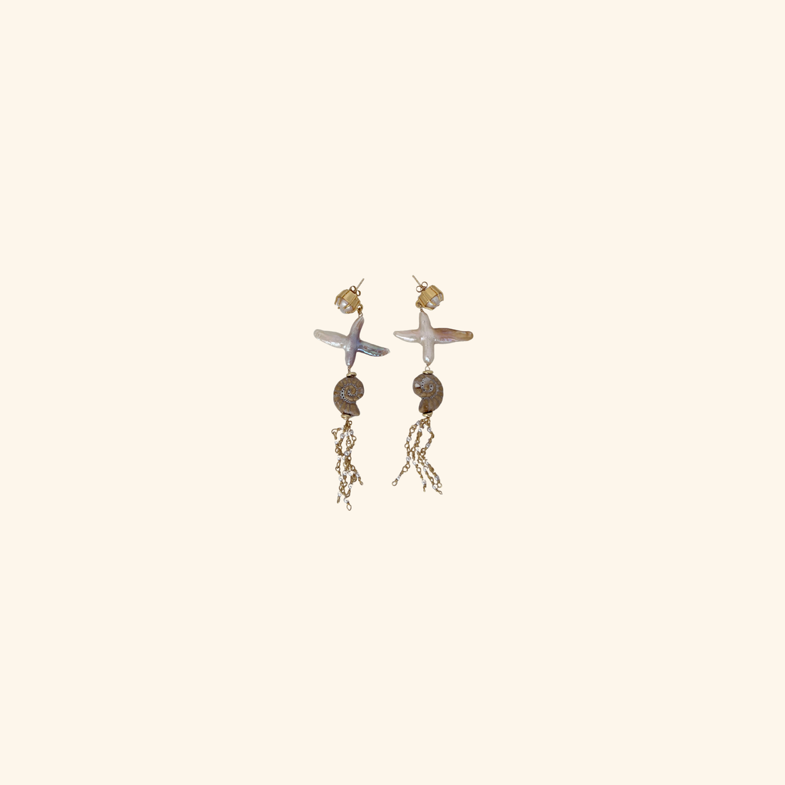 Pearl Cross Dangle Earrings
