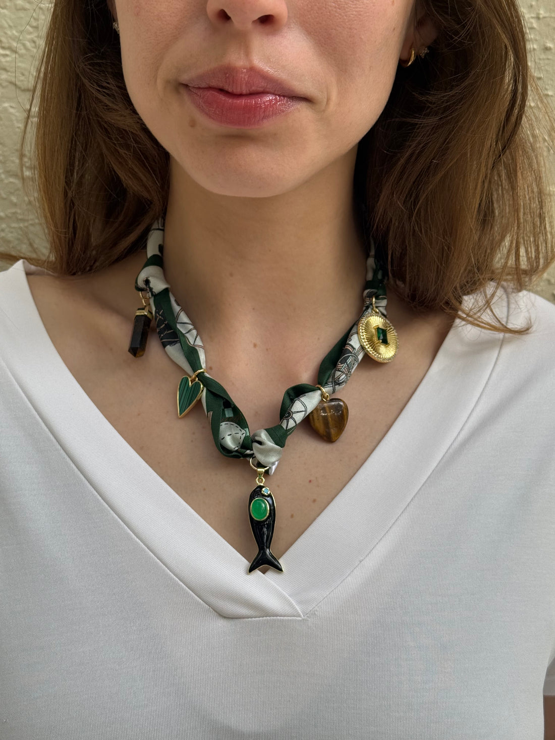 Green Sea Spirit Scarf Necklace