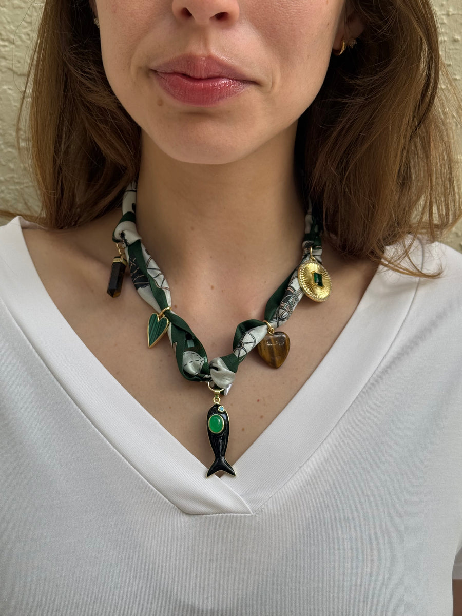 Green Sea Spirit Scarf Necklace