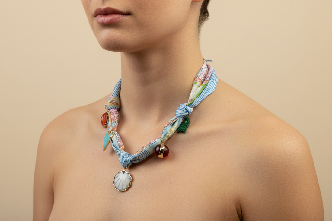 Tropical Shell Faith Scarf Necklace