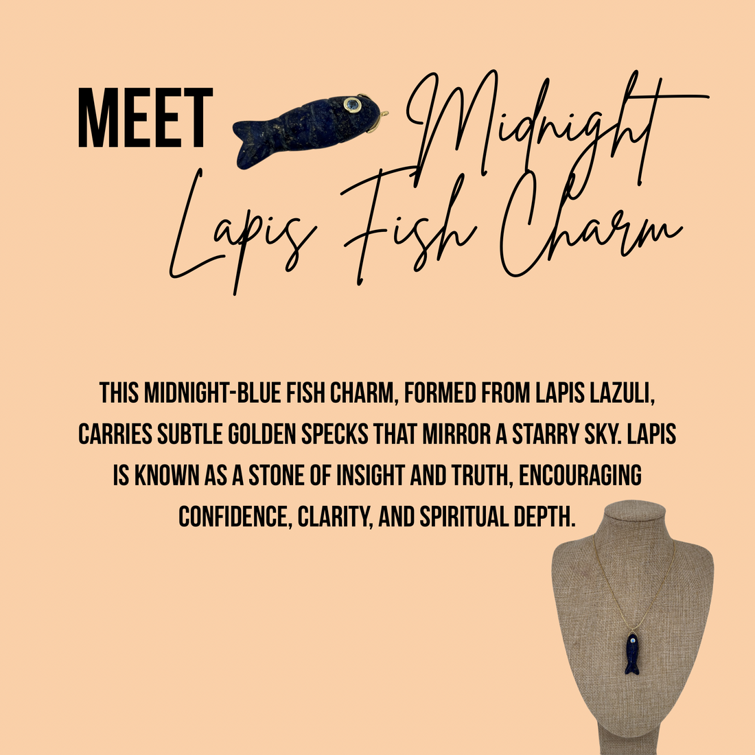 Midnight Lapis Fish Charm
