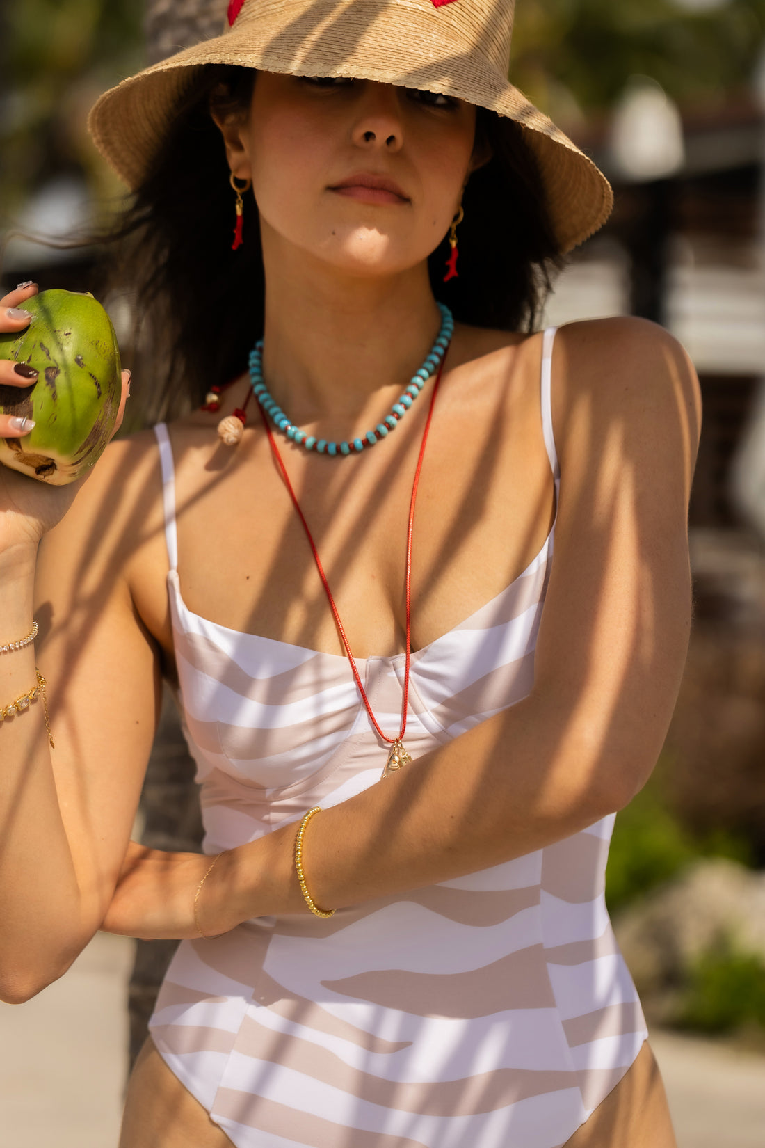 Bleu et Rouge Beach Beads Necklace